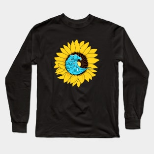 Sun flower sea waves positive vibes yellow Long Sleeve T-Shirt